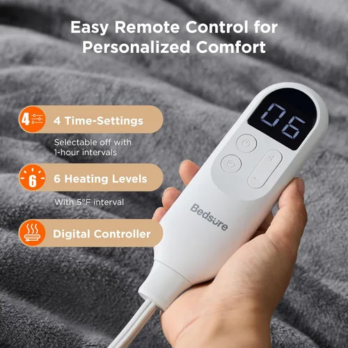 Miniatura 5 de Bedsure - Manta eléctrica con control dual, térmica, tamaño matrimonial, de pelo sintético suave con 10 ajustes de tiempo, 10 ajustes de calor