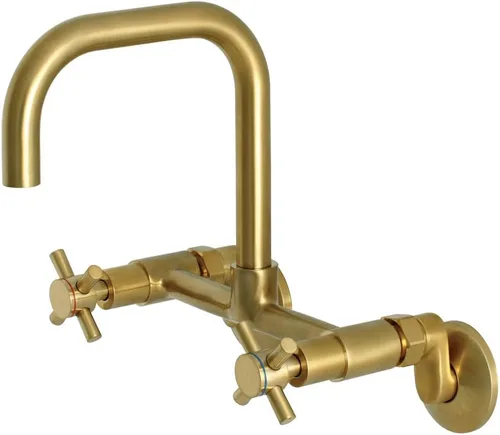 Kingston Brass Concord - Grifo de cocina ajustable de 8 pulgadas para montaje en pared, latón cepillado