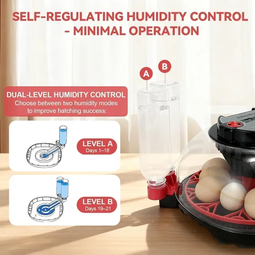 Miniatura 2 de Gen II - Incubadora automática de 12 huevos, humedad de dos etapas con recarga automática y control de temperatura estable, giro automático