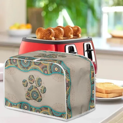 Miniatura 4 de Tostadora de 2 rebanadas con estampado de mandala bohemio, cubierta a prueba de polvo con protección de huellas dactilares Pata de mandala boho