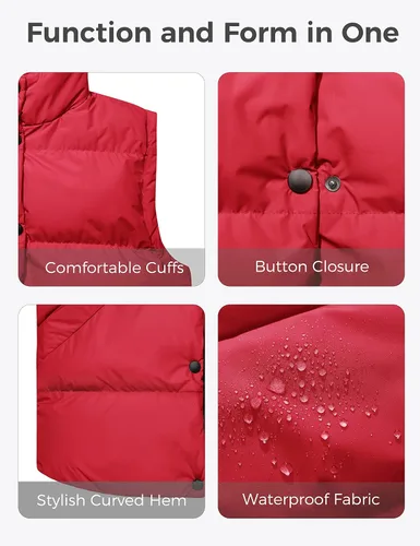 Miniatura 5 de Wantdo Chalecos acolchados para mujer, chaleco de invierno grueso, chaleco de burbujas cálido, abrigo de invierno