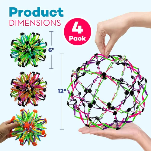 Miniatura 3 de 4E's Novelty Esfera de bola de respiración expandible (paquete de 4) juguete para niños para aliviar el estrés, juguetes para ansiedad, yoga