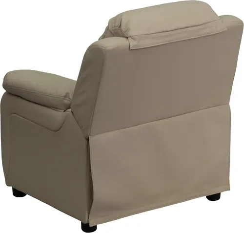 Miniatura 5 de EMMA + OLIVER Sillón reclinable infantil de vinilo beige acolchado de lujo con brazos de almacenamiento