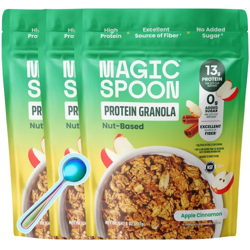 Miniatura 11 de Magic Spoon Granola proteica - Granola alta en proteínas, apta para dieta cetogénica, baja en azúcar, sin granos, desayuno saludable o aperitivo