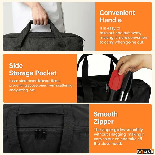 Miniatura 3 de BQMAX Bolsa de transporte para plancha Blackstone 17/22 con capucha y soporte, compatible con Blackstone 5035 bolsa de transporte para parrilla negra