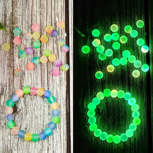 Miniatura 6 de Cuentas de vidrio que brillan en la oscuridad para hacer joyas, 600 cuentas de 0.315 pulgadas con 24 rejillas de piedras preciosas de cristal, 24