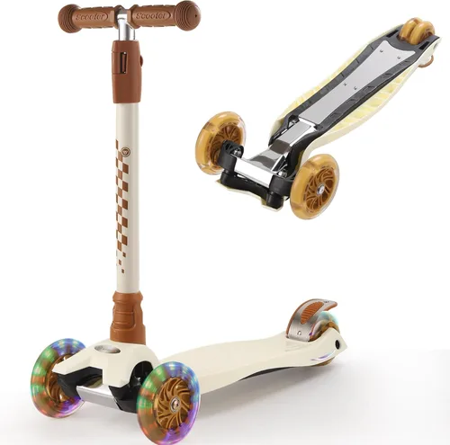 Miniatura 17 de Patinete de 3 ruedas para niños de 6 a 12 años, patinete infantil con ruedas iluminadas, diseño de cubierta resistente y 4 alturas ajustables, Rosa