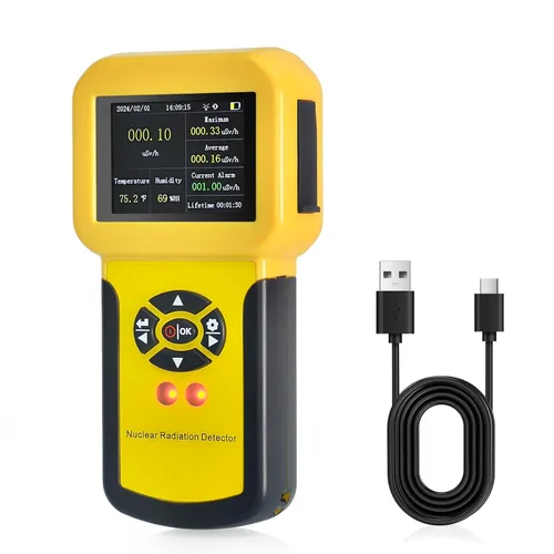 HOLDPEAK - Contador Geiger, detector de radiación nuclear recargable con pantalla LCD, detección beta, gamma y rayos X, 5 unidades de medición,