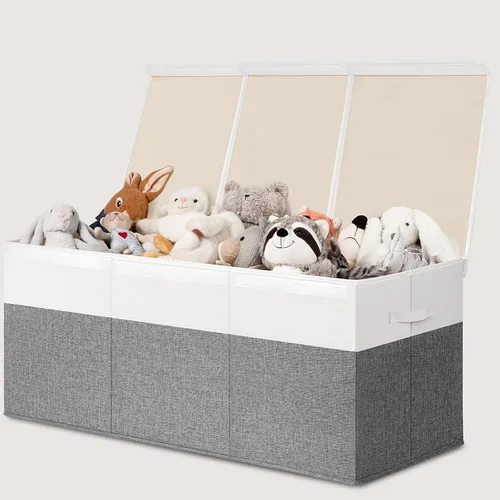 Miniatura 20 de INDRESSME Caja de juguetes de 25 x 13 x 16 pulgadas, organizador de almacenamiento de juguetes con tapa, plegable, resistente, contenedor