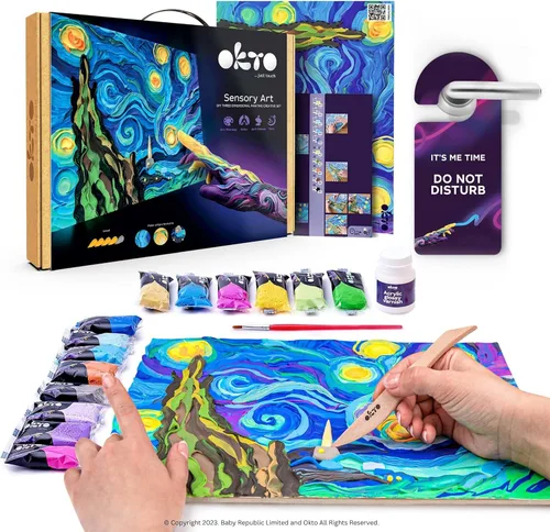 Kit de Arte Vincent Van Gogh Noche Estrellada | Arte y Manualidades Pintura DIY con Kit de Arcilla Modeladora para Pintura | Kits de Pintura para