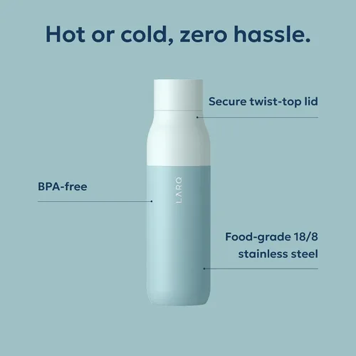Miniatura 2 de LARQ Bottle Twist Top - Botella de agua aislada de acero inoxidable de 17 onzas, sin BPA, botella de agua reutilizable para campamento, oficina