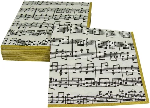 Miniatura 5 de Entertaining with Caspari Musica - Servilletas de cóctel de papel, paquete de 20, color negro
