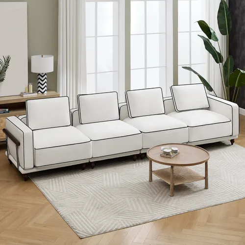 Miniatura 19 de Sofá biplaza modular de felpilla de 80 pulgadas, sofá pequeño color negro con fundas extraíbles lavables, cojines de espuma de alta resistencia