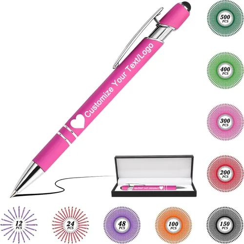 Miniatura 102 de Bolígrafos personalizados con nombre y logotipo, hasta 500 bolígrafos personalizados a granel con grabado gratis regalo para cumpleaños, graduación