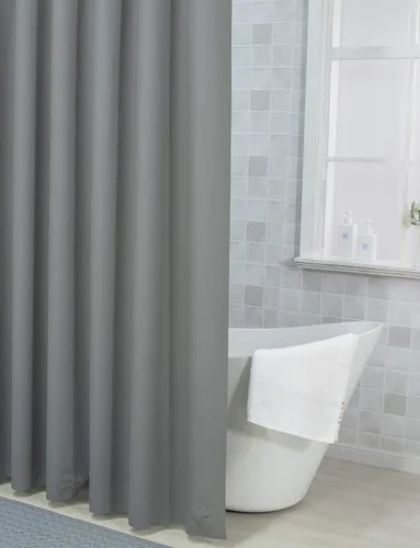 Miniatura 76 de AmazerBath - Cortina de ducha de plástico, 70 x 72 pulgadas, cortina de ducha esmerilada de plástico, impermeable, pesada, gruesa, con 3 piedras