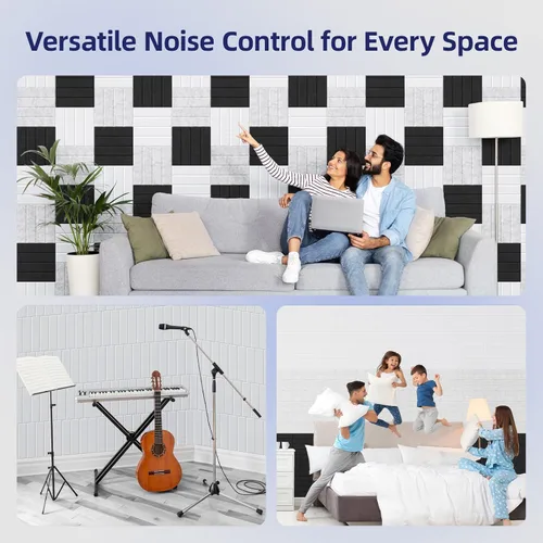 Miniatura 4 de Vieshful Paneles acústicos autoadhesivos – Paneles de pared insonorizados de alta densidad de 12 x 12 x 0.4 pulgadas, panel de pared acústico