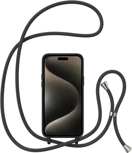 Miniatura 5 de ZTOFERA Funda para iPhone 15 Pro con correa, funda cruzada para teléfono con cordón ajustable para el cuello y los hombros, silicona suave a prueba