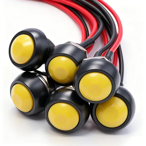 Miniatura 13 de Twidec /6 unids interruptor de botón momentáneo de 0.472 in agujero de montaje de 1/2 "encendido apagado mini redondo impermeable negro con cables