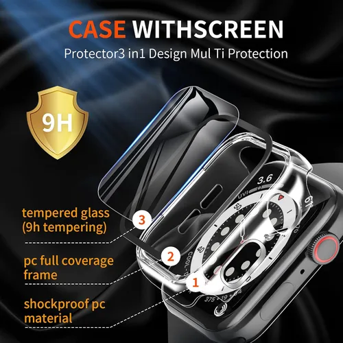 Miniatura 4 de LK - Paquete de 2 carcasas para pantalla de vidrio templado, compatibles con Apple Watch SE Serie 6, Serie 5, Serie 4 de 1.57 pulgadas (40 mm), N.º
