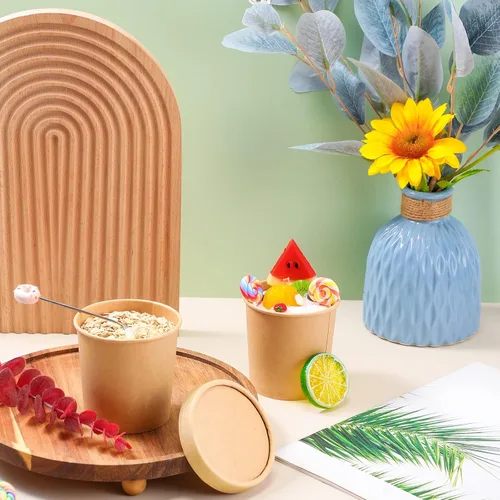 Miniatura 6 de Irenare Paquete de 200 recipientes desechables de 12 onzas con tapas para sopa, helado, alimentos, frutas, cuencos de papel a granel con tapas