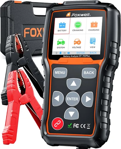 FOXWELL BT705 Plus - Probador de batería de coche de 24 V y 12 V, probador de alternador de arranque automotriz 100-2000CCA, probador de sistema de