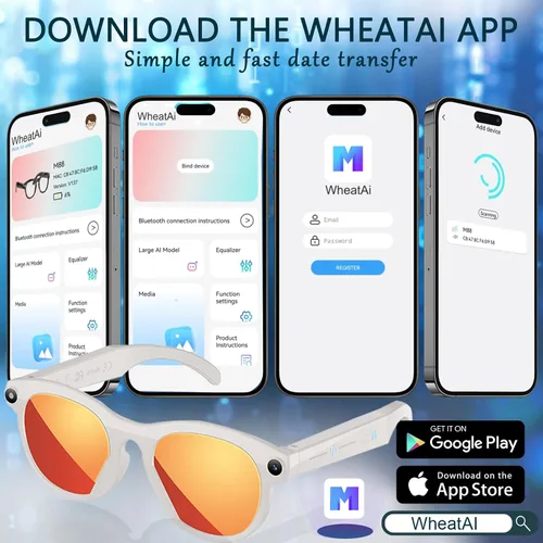 Miniatura 5 de Gafas Inteligentes con Cámara Gafas AI Gafas Bluetooth Lentes Reemplazables, Batería de 48H para Viajes, Conferencias y Vlogging. Traducción, Blanco
