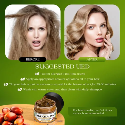 Miniatura 6 de GREEONIL Aceite de batana para el crecimiento del cabello, 100 % puro, prensado en frío, tratamiento orgánico para el cabello y cuero cabelludo
