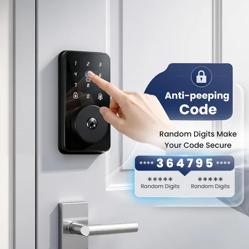 Miniatura 4 de Cerradura de puerta de entrada sin llave con teclado, cerradura inteligente biquole para puerta delantera con 2 llaves, cerrojo electrónico digital