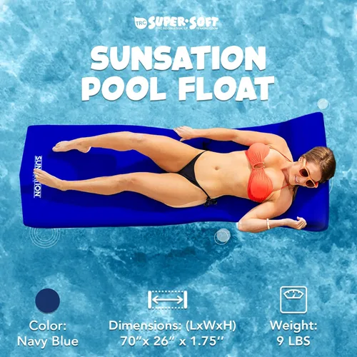 Miniatura 2 de TRC Recreation Sunsation Thick Foam Pool Float Lounger w/Headrest for Lounging & Sunbathing in Swimming Pools, Beaches & Lakes Azul marino