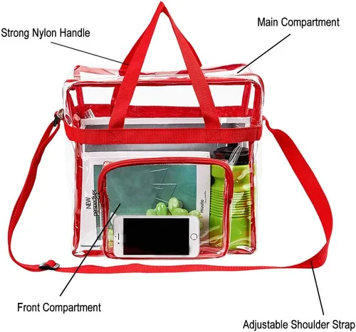 Miniatura 5 de Clearworld Bolsa transparente aprobada para estadios, transparente de 12 x 12 x 6 pulgadas, con bolsa frontal para accesorios para viajes, gimnasio