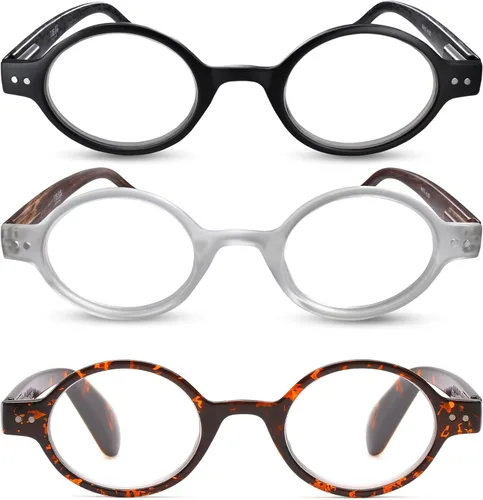 Miniatura 15 de 2SeeLife Gafas de lectura pequeñas y redondas TR-90 para hombres y mujeres - Ajuste estrecho-medio, marco resistente, bisagras de resorte, lectores