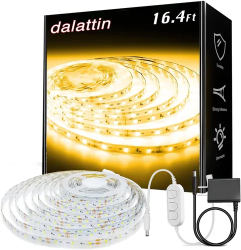 Miniatura 10 de dalattin Tira de luces LED blancas, tira de luz LED regulable de 40 pies, 6500 K, luz blanca brillante de 24 V, 720 LED 2835 cinta de luces
