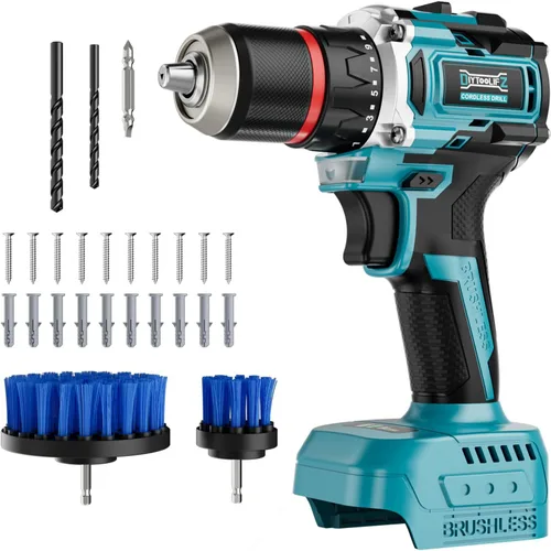 DIYtoolifz Taladro Eléctrico Inalámbrico Compatible con Batería de 18V de Makita, Juego de Taladro Eléctrico Sin Escobillas de 1/2 Pulgadas, 440