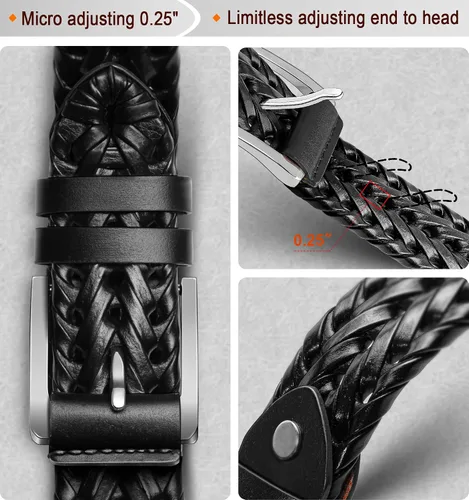 Miniatura 5 de BULLIANT Cinturones para hombre, cinturones trenzados de cuero para hombre, jeans casuales para golf, Anyfit, caja de regalo