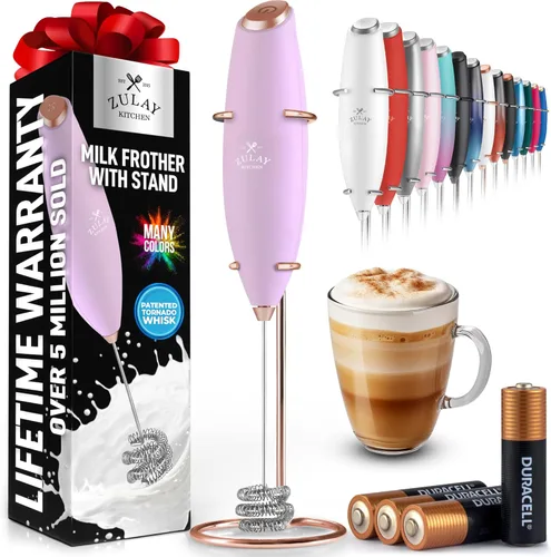 Miniatura 21 de Zulay Kitchen Espumador de leche de mano con pilas Duracell AA – Mezclador eléctrico ultrarrápido y creador de espuma, mezclador de bebidas fácil