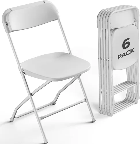Miniatura 22 de Paquete de 2 sillas plegables de plástico negro, sillas plegables portátiles para exteriores con marco de acero, capacidad de 350 libras, sillas