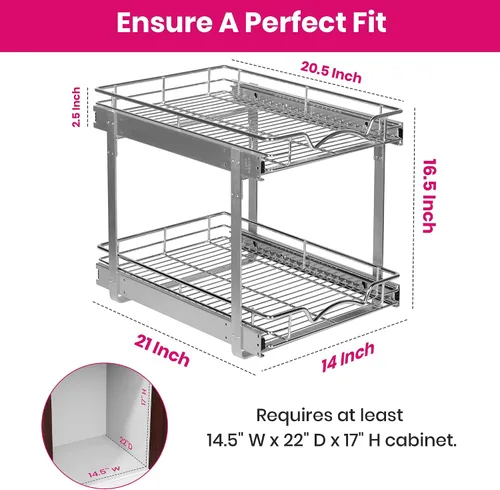 Miniatura 3 de HOLDN' STORAGE Organizador de gabinete extraíble de dos niveles, cajones deslizantes individuales, metal resistente con garantía limitada de por