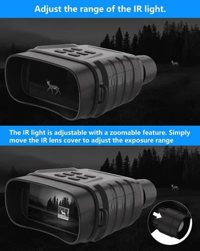 Miniatura 5 de Gafas de visión nocturna 4K, binoculares, regalo para hombres y adultos, zoom digital 8X, potente luz IR ajustable, visión de hasta 1312 pies