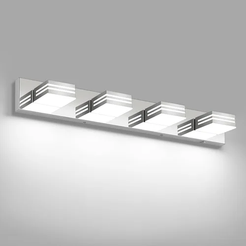 Miniatura 15 de Moderna lámpara LED para tocador de baño (3 luces, 24 pulgadas) (5CCT, regulable), negro mate moderno para pared de baño