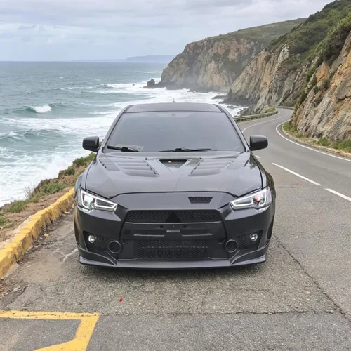 Miniatura 2 de Conversión de parachoques delantero compatible con MITSUBISHI LANCER 2008-2015, kit de carrocería de conversión de cubierta de parachoques negro PP