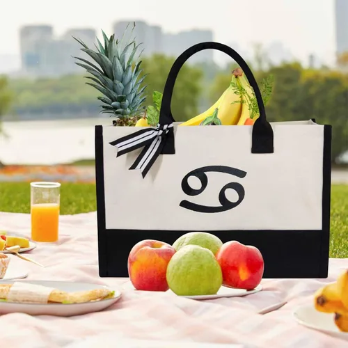 Miniatura 52 de TOPDesign - Bolso de playa de lona con inicial personalizada, bolsa de regalo con monograma, para mujer