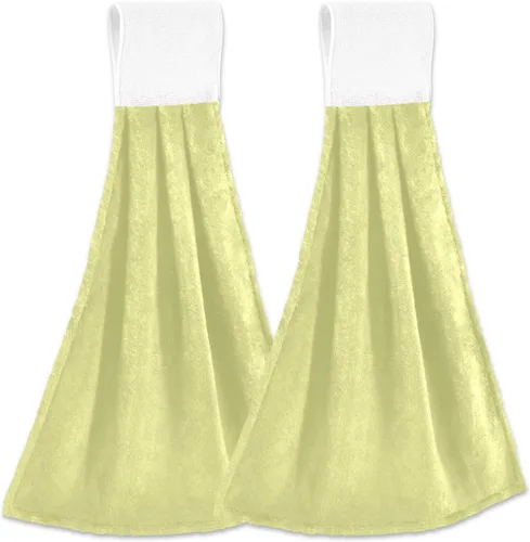 Miniatura 25 de Juego de 2 toallas de mano amarillas y naranjas, suaves, absorbentes, decorativas, para baño, secado rápido, barra de té, toalla colgante para baño