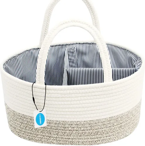 Miniatura 3 de Casaphoria Caddy Organizer - Cesta tejida de cuerda de algodón para almacenamiento, cesta de toalla 100% algodón con asa, bolsa portátil