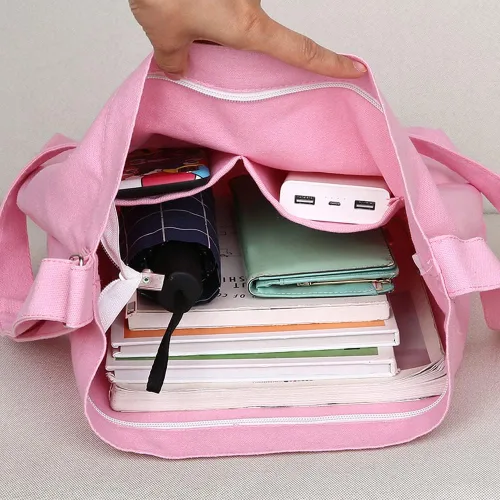 Miniatura 6 de Covelin - Bolsa de hombro informal de lona para mujer, estilo bohemio y retro, bolsa de mano, bolso cruzado, tamaño grande