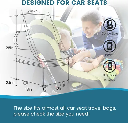 Miniatura 3 de RUCYEN Bolsa de viaje con ruedas para asiento de automóvil, mochila de viaje acolchada para asiento de automóvil para avión, bolsa de viaje grande