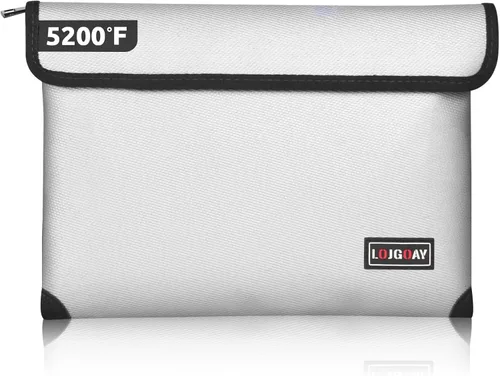 Miniatura 7 de Bolsa de documentos ignífuga, con aislamiento térmico de 5200 °F, bolsa impermeable ignífuga con cremallera, 8 capas de materiales funcionales