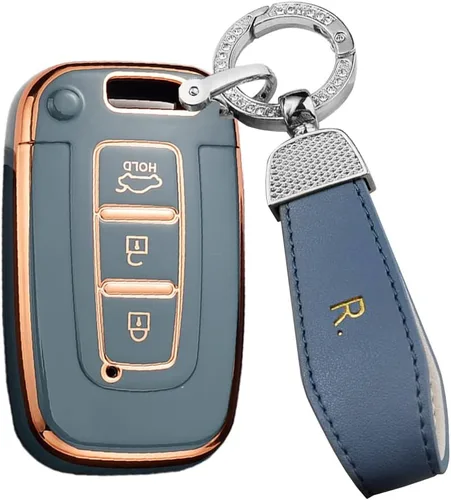 Miniatura 16 de ontto Funda para llave de coche con llavero compatible con Hyundai llavero duradero para Elantra GT Genesis Genesis Coupe Sonata Veloster Beige