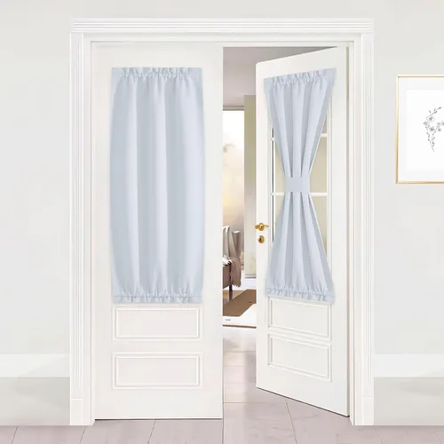 Miniatura 100 de NICETOWN Cortinas opacas unicolor con aislamiento térmico para puerta francesa, granja, oscurecimiento de habitación, puertas y ventanas de Marrón
