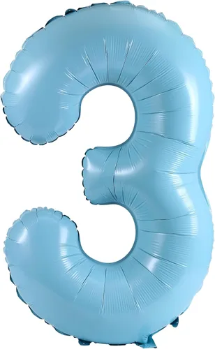 Miniatura 15 de YPSelected Globo grande de 32 pulgadas de helio con números 0-9 de papel de aluminio azul para cumpleaños, bodas y fiestas (Azul, 3)