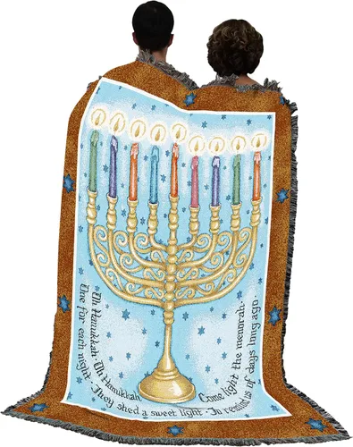Miniatura 3 de Pure Country Weavers Judy Hand - Manta de Hanukkah de ocho días para regalo, manta tejida de algodón, fabricada en los Estados Unidos